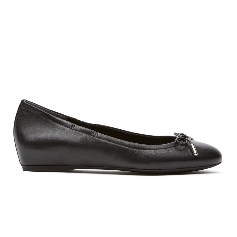 Rockport Singapore Womens Flats - Total Motion Hidden Wedge Tied Ballet Black - VH1827534